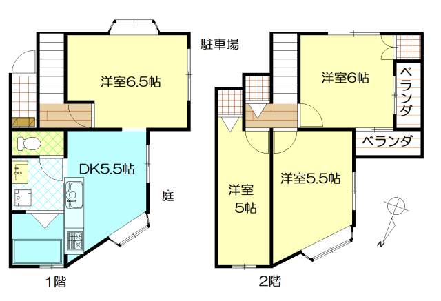 【大穴南1テラスハウス2の間取り】