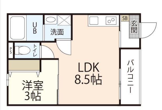 広島市南区宇品西のアパートの間取り