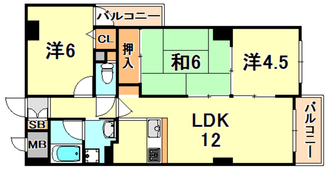 ＪＲ山陽本線 垂水駅 バス乗車時間：9分 最寄りバス停で下車 徒歩2分 7階建 築36年の間取り写真