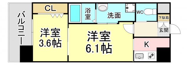 ＪＲ筑豊本線 本城駅 徒歩8分 9階建 築6年の間取り写真