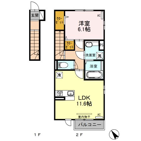 薩摩川内市中郷のアパートの間取り