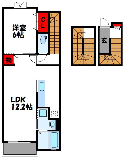 古賀市花見東のアパートの間取り