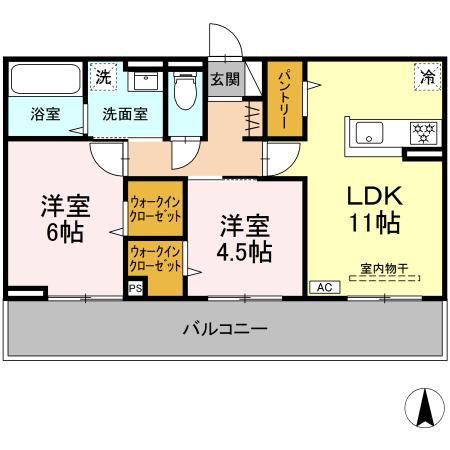 郡山市富田町のアパートの間取り