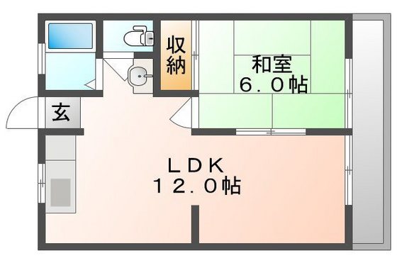 岡山市中区雄町のアパートの間取り