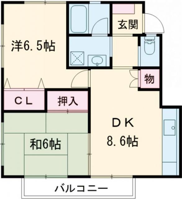 奈良市西笹鉾町のアパートの間取り