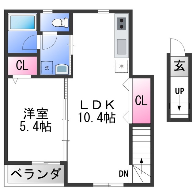 和歌山市本脇のアパートの間取り