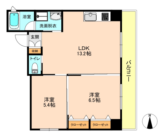 広島市中区鶴見町のマンションの間取り