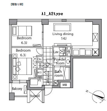 港区赤坂のマンションの間取り