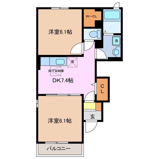 伊勢市御薗町高向のアパートの間取り