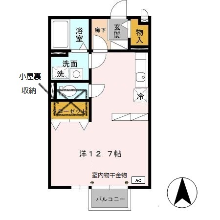 姫路市飾磨区上野田のアパートの間取り