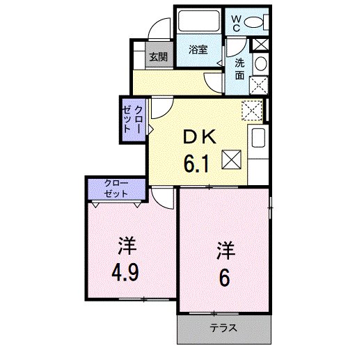 鹿児島市春山町のアパートの間取り