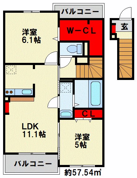 【サニー・ブリーズ金屋Ｂの間取り】