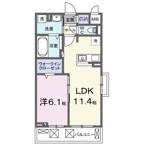 狭山市大字上奥富のアパートの間取り