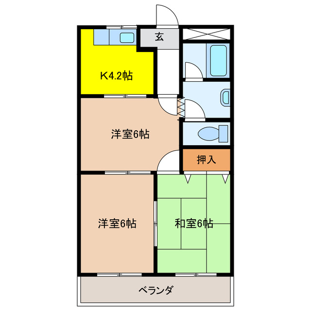 岐阜市宇佐のマンションの間取り