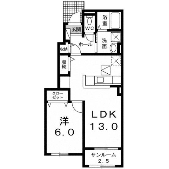 邑楽郡大泉町大字古海のアパートの間取り