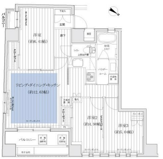 中央区日本橋蛎殻町のマンションの間取り