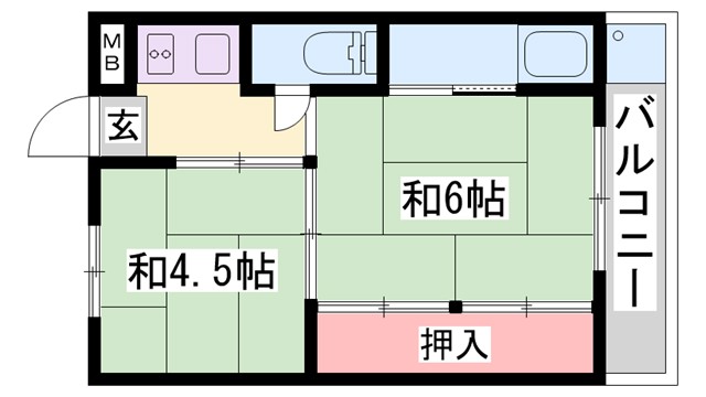 三木市別所町朝日ケ丘のマンションの間取り