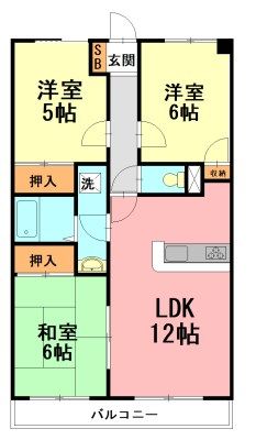 小田原市扇町のマンションの間取り