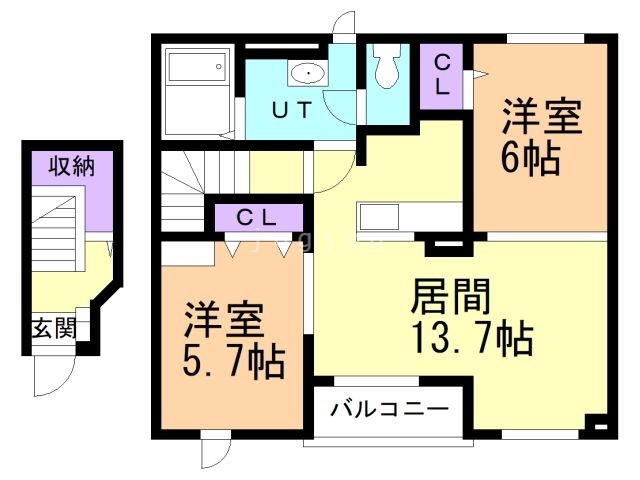 札幌市白石区中央二条のアパートの間取り