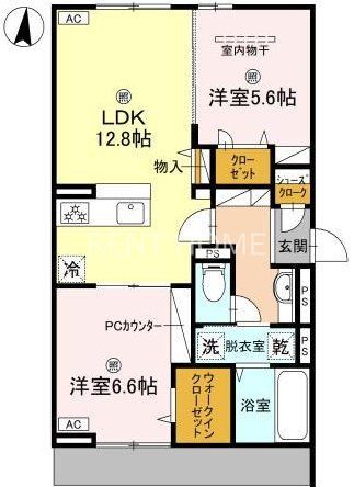 近鉄奈良線 八戸ノ里駅 徒歩9分 3階建 築2年の間取り写真