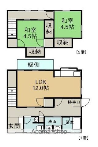 ＪＲ山陽本線 西広島駅 徒歩13分 2階建 築59年の間取り写真