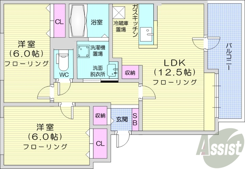 ＪＲ函館本線 苗穂駅 徒歩5分 3階建 築22年の間取り写真