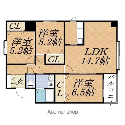 地下鉄東西線 西２８丁目駅 徒歩18分 7階建 築29年の間取り写真