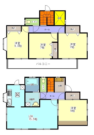 ＪＲ宇都宮線 蓮田駅 徒歩15分 2階建 築25年の間取り写真