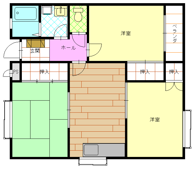 鳥取市面影のアパートの間取り