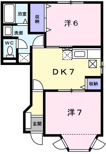 姫路市飾磨区中島のアパートの間取り