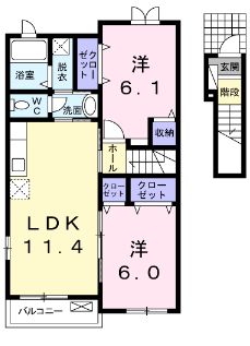 木田郡三木町大字井上のアパートの間取り