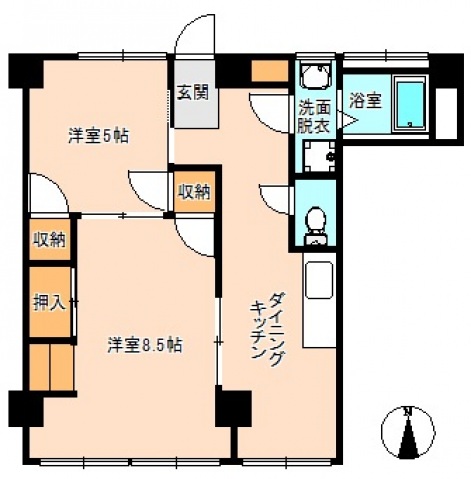 広島市西区観音本町のマンションの間取り