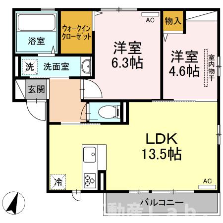 宇城市松橋町松橋のアパートの間取り