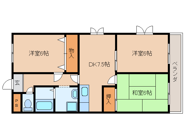 大和高田市東中のマンションの間取り