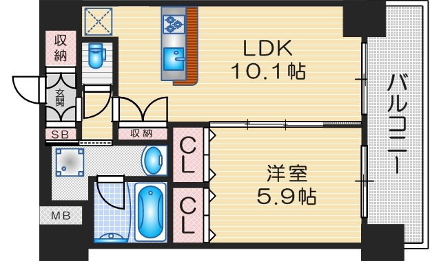 スプランディッド江坂駅前の間取り