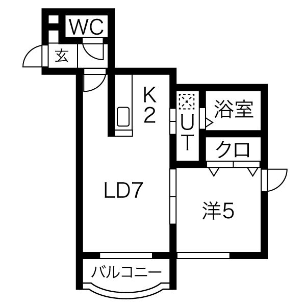 石狩郡当別町白樺町のアパートの間取り