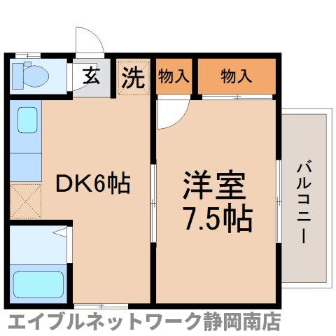 静岡市駿河区小鹿のアパートの間取り