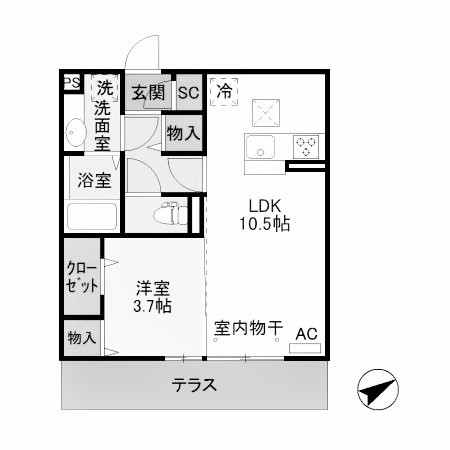 館林市上赤生田町のアパートの間取り