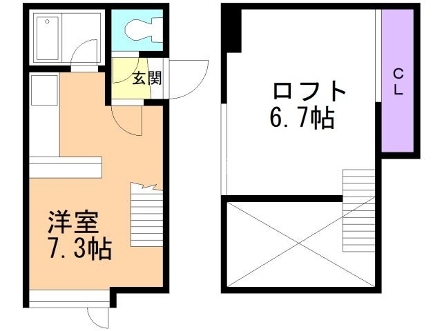 札幌市東区北二十七条東のアパートの間取り