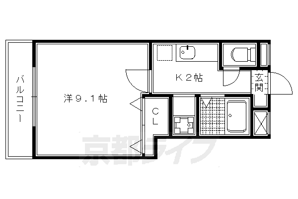 京都市北区上賀茂二軒家町のマンションの間取り