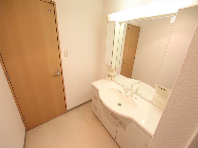 洗面設備　脱衣所　独立洗面台（シャンプードレッサー付）収納スペース有