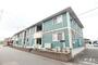 建物外観　淡いターコイズのおしゃれな外観です。