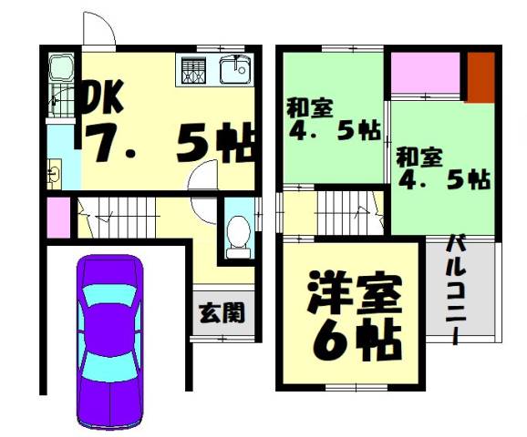 田園貸家の間取り写真