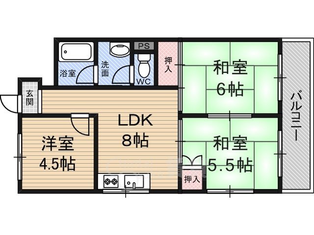 【米虫ハイツの間取り】