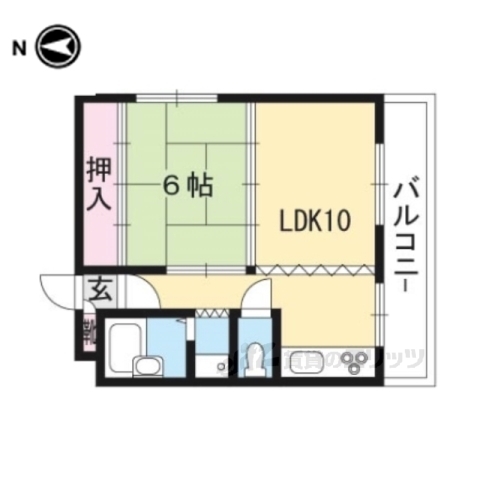 京都市左京区一乗寺地蔵本町のマンションの間取り