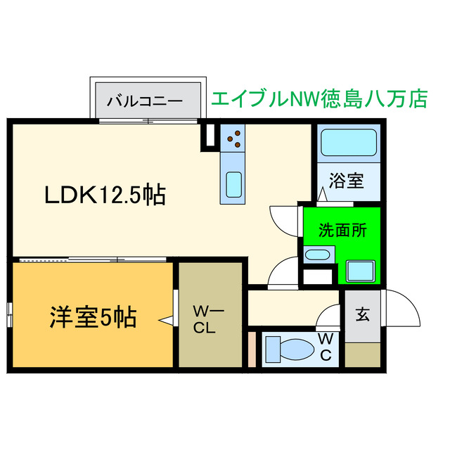 徳島市八万町のアパートの間取り