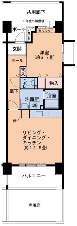 神戸市中央区脇浜海岸通のマンションの間取り
