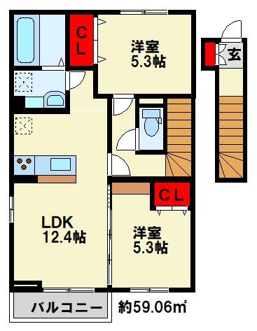 タウンコートカレラVの間取り