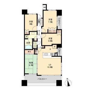 仙台市宮城野区榴岡のマンションの間取り