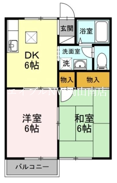 玉野市槌ケ原のアパートの間取り